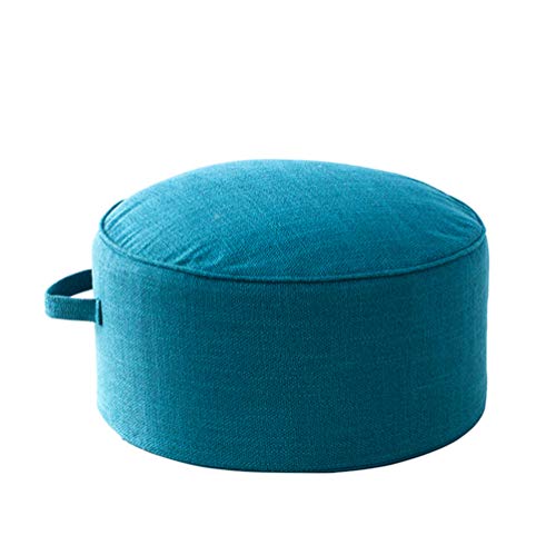 Round Pouf Foot Stools Comfortable Ottoman Floor Seat Cushion Movable Foot Rest Washable Case for Living Room, (Navy) - color: Navy