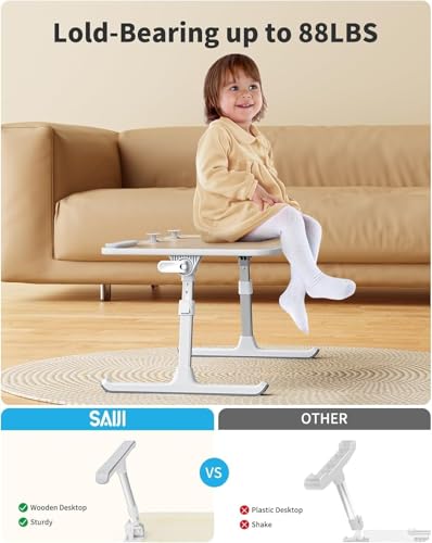 Laptop Desk for Bed, SAIJI Lap Desks Bed Trays for Eating Writing | for Eating Writing, Adjustable Computer Laptop Stand, Foldable Lap Table in Sofa and Couch（20.5x11.8 Teak - color: Teak, size: 20.5×11.8In