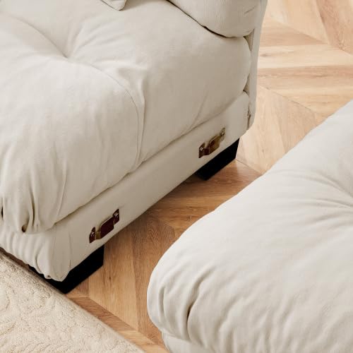 Sofa with 2 Pillows for Living Room, Comfy Couch for Bedroom with Deep Seat, Soft Fabric Upholstered 2-Seater Loveseat for Small Apartments, Light Coffee