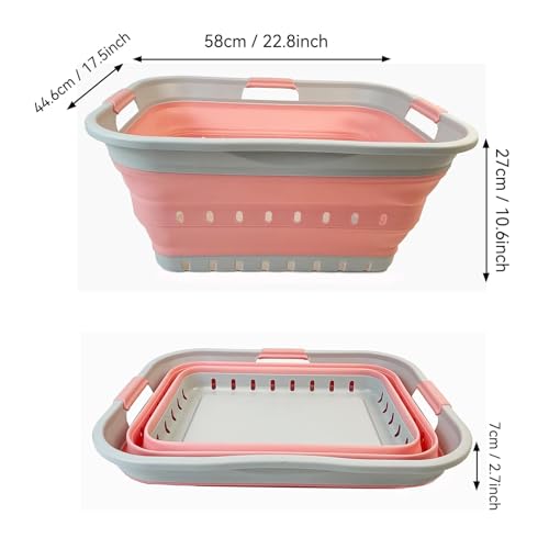 SAMMART 42L (11 gallon) Collapsible Plastic Laundry Basket - Foldable Pop Up Storage Container/Organizer - Portable Basket - Space Saving Hamper/Basket (2, Little Boy Blue+Quartz Pink) - color: Little Boy Blue+Quartz Pink