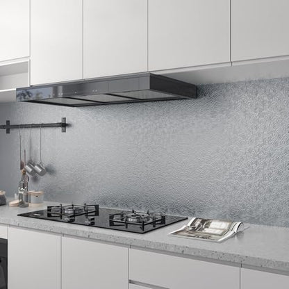 CHIHUT Silver Textured Swirling Wave Peel and Stick Backsplash Wallpaper Waterproof Oil Proof Metallic Aluminum Foil Self Adhesive Contact Paper 12"x100" for Kitchen Countertop Vinyl Wrap - color: Silver