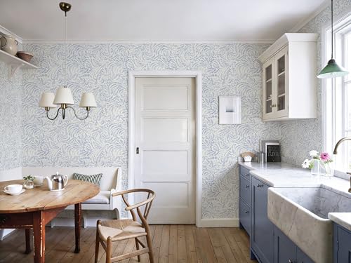 Peel and Stick Wallpaper Boho Blue Contact Paper Modern Botanical Wall Paper Waterproof Self Adhesive Removable Wallpaper for Bathroom Bedroom Kitchen Living Room Vinyl 17.3''x197'' - color: Blue Purple, size: 17.3" x 197"