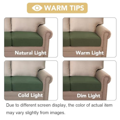 H.VERSAILTEX Super Stretch Individual Seat Cushion Covers Sofa Covers Couch Slipcover Sets Thick Jacquard Textured Twill Fabric (3 Piece Sofa Cushion Covers, Bronze Green) - color: Bronze Green, size: 3 Cushion Sofa
