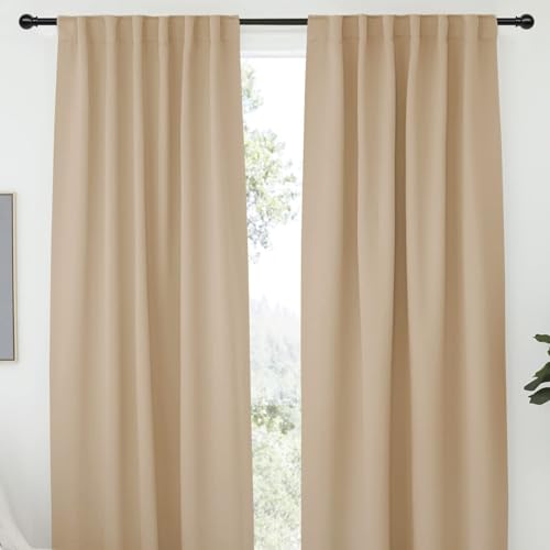 Curtain Rods for Windows 48 to 88, Heavy Duty 5/8 Diameter Curtain Rod Set, Decorative Standard Drapery Rod for Bedroom, Living Room, Adjustable 48 to 84 inch Metal Curtain Pole Easy Install, Black - color: Black, size: 48 to 88 inch