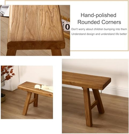 Entryway Dining Wood Bench Seat,Wooden End of Bed Bench for Bedroom Indoor Dining Table Entry Kitchen Narrow Bench Solid Wood(120cm(47.2in)) - size: 120cm(47.2in)