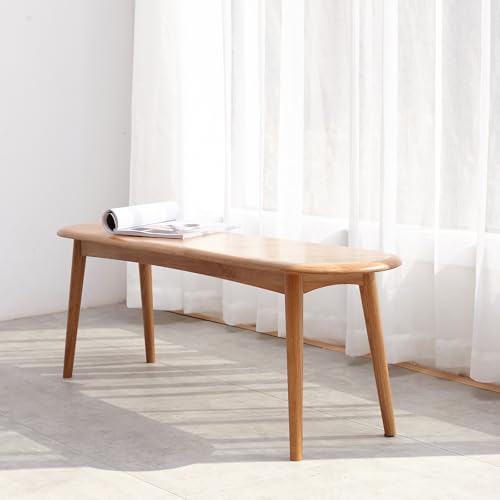 39.4" Solid Oak Skinny Bench, Natural Finish – Narrow End of Bed Bench for Bedroom, Also for Dining, Kitchen & Entryway - size: 39 Inch(Rounded corners)