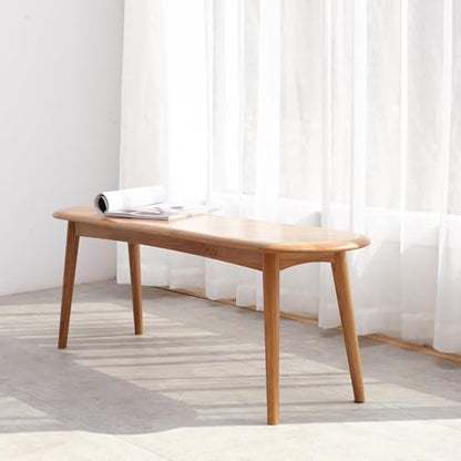 39.4" Solid Oak Skinny Bench, Natural Finish – Narrow End of Bed Bench for Bedroom, Also for Dining, Kitchen & Entryway - size: 39 Inch(Rounded corners)