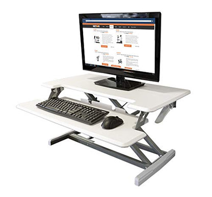 Victor High Rise DCX610W Height Adjustable Compact Desk with Keyboard Tray Standing Desktop Converter, 33 Inches, White - color: White