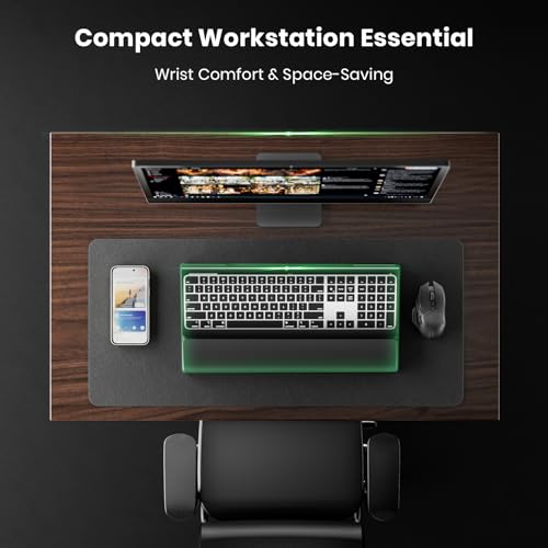 Compact Keyboard Stand w/Silicone Wrist Rest & 3-Level Height Adjustment, Klearlook Acrylic 16.85 x 5.5 inches Space-Saving Computer Keyboard Riser w/Storage Slot for Comfortable Typing - Black