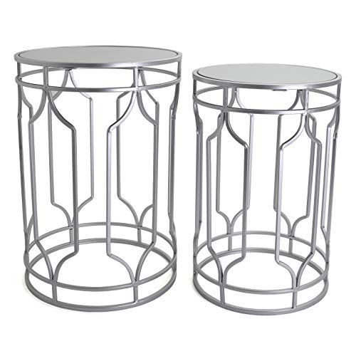 Rutledge & King Alexander - Round End Tables Set, Silver, Mirrored Tops, Nesting, 2 PCS - color: Alexander - Silver