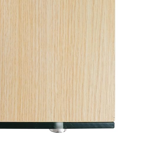 Console Table 2-Tier: 31.5 in Wide Rectangle Wood Shelf Glass Sides | Modern Desk Console Sofa Table Stand for Entryway - size: 31.5“W x 11.8"D x 30"H