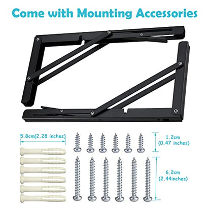 CLT 12" Black Folding Shelf Brackets Max. Load 330 lb, Heavy Duty DIY Wall Mounted Shelf Bracket Space Saving for Table Work Bench, Pack of 2 - size: 12 Inch, style: Black