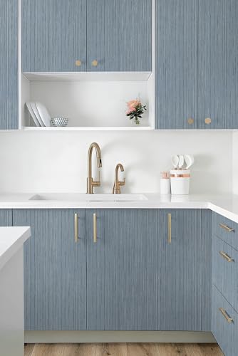 Toduso Light Blue Grasscloth Peel and Stick Wallpaper Modern Texture Contact Paper Bathroom Self Adhesive Wallpaper Removable Waterproof Wall Paper for Bedroom Cabinets Drawers Desk 17.3"x196.8" - color: Light Blue, size: 17.3" x 196.8"