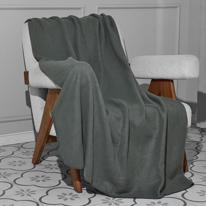 CAI TENG Fleece Blankets Bulk 6 Pack Throw Blankets for Couch Bed 50x60 inch Kids Blanket Warm Soft Cozy Travel Blankets Lightweight Pet-Friendly Small Throws Camping Gifts Green-Grey - color: Green-grey