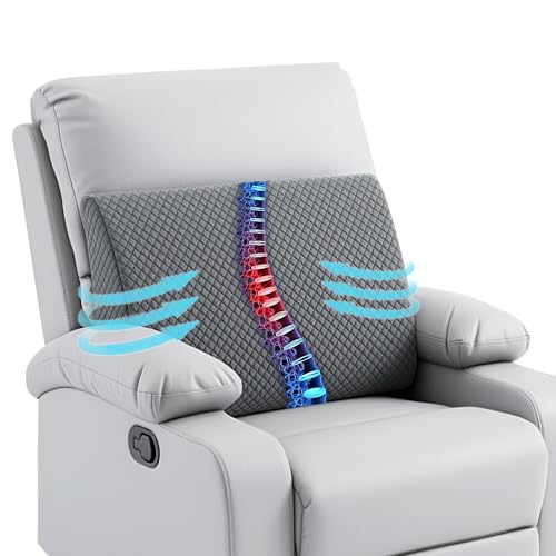 HOMBYS Lumbar Support Pillow for Recliner Chair, Memory Foam Back Support Cushion for Elderly,Extra Large Lumbar Support Pillow,Thick Backrest for Home Reading (Grey, 20“x13.5"x5") - color: Grey, size: 20“x13.5"x5"