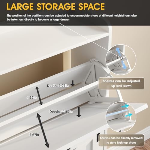 Maupvit Shoe Storage Cabinet with 2 Flip Drawers, Freestanding Organizer with Metal Legs for Entryway, Narrow Shoe Rack Cabinet, Black White - color: Black White, style: 2-Drawers