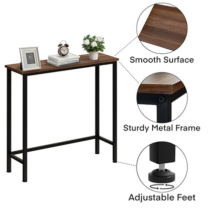 Narrow Console Table, 29.5" Small Entryway Table, Thin Hallway Tables, Slim Sofa Side Tables for Hallway, Living Room, Bedroom, Foyer, Wood-Grained Brown - color: Wood-grained Brown