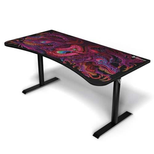 Arozzi Arena Special Edition Ultrawide Curved Gaming and Office Desk with Full Surface Water Resistant Desk Mat Custom Monitor Mount Cable Management Cut Outs - Crawling Chaos | Full Surface Water-Resistant Desk Mat, Monitor Mount Cut-Outs, Cable Manageme