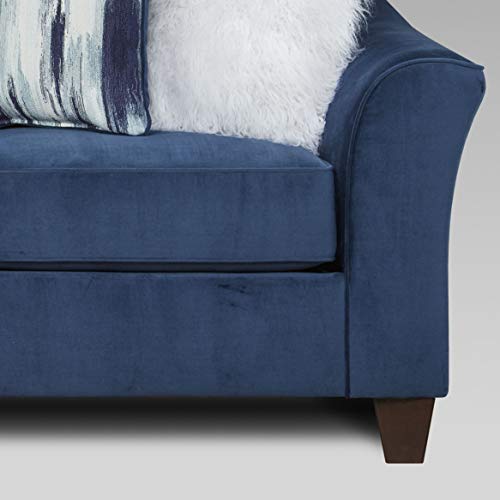 Roundhill Furniture Camero Fabric Pillowback 2-Piece Living Room Set, Navy Blue - color: Navy Blue
