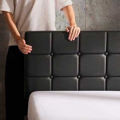 Hearth & Harbor Bed Headboard Queen Size, Button Tufted Queen Headboard Only, Modern Upholstered Headboards, Wall Mounted, Adjustable Height 34”-42”, Black - color: Black, size: Queen