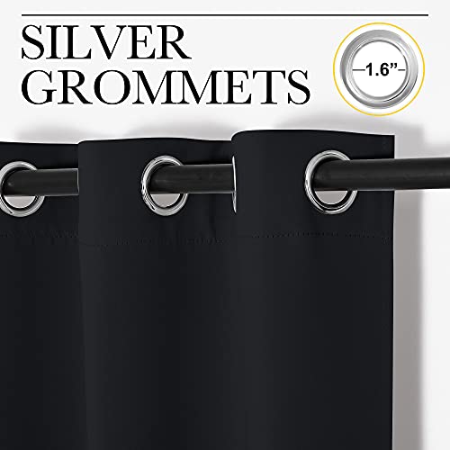 NICETOWN Blackout Draperies Window Curtain Panels, Autumn/Winter Thermal Insulated Solid Grommet Blackout Curtains/Drapes for Cafe (Set of 2, 42 inches by 48 inches, Black) - color: Black, size: 42"W x 48"L (Pack of 2)