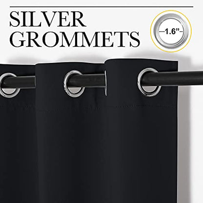 NICETOWN Halloween Pitch Black Solid Thermal Insulated Grommet Blackout Curtains/Drapes for Bedroom Window (2 Panels, 42 inches Wide by 63 inches Long, Black) - color: Black, size: 42"W x 63"L (Pack of 2)