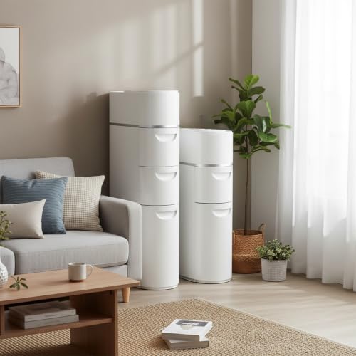 BGYMF 2-Tier Narrow Slim Bathroom Storage Cabinet with Wheels,White | No Installation Required,ABS and PP,Water Resistant,with Drawers,for Small Spaces Corner