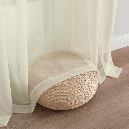 Cream Sheer Curtains 120 Inches Long 2 Panels Set, Airy Lightweight Sheer Cream Curtains for Living Room Bedroom, Farmhouse Voile Filmy Rod Pocket Curtains Drapes, 2 Pcs, 59" Wx120 L Inch - color: Cream, size: 59"W x 120"L (Pack of 2)