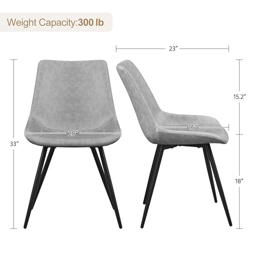 Yaheetech Dining Chairs Set of 6 Mid Century Modern Kitchen Chairs Gray | Faux Leather Upholstered Dining Room Chairs with Metal Legs and Curved Backrest, Armless Side Chairs for Kitchen Living Room - color: Grey, size: Set of 6