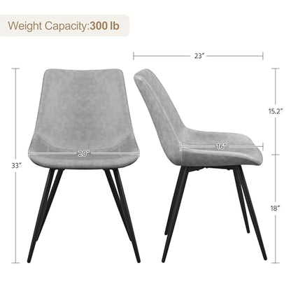 Yaheetech Dining Chairs Set of 6 Mid Century Modern Kitchen Chairs Gray | Faux Leather Upholstered Dining Room Chairs with Metal Legs and Curved Backrest, Armless Side Chairs for Kitchen Living Room - color: Grey, size: Set of 6