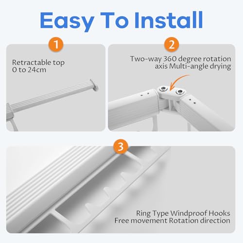 Foldable Wall Mounted Laundry Drying Rack, 3 Fold Retractable Clothes Drying Rack, Durable Clothing Hanger Rack for Laundry Room, Balcony, Bathroom (White) - color: White