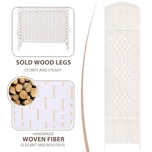 6 Panel Room Divider, 6 FT Wide Folding Screen Room Divider, Off White | Double Hinged Folding Screen Room Dividers for Patio Privacy - color: Off White, size: 6 Panels