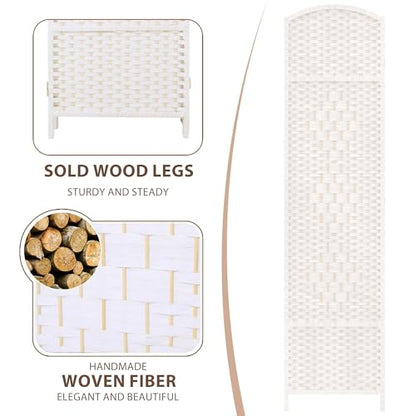 6 Panel Room Divider, 6 FT Wide Folding Screen Room Divider, Off White | Double Hinged Folding Screen Room Dividers for Patio Privacy - color: Off White, size: 6 Panels