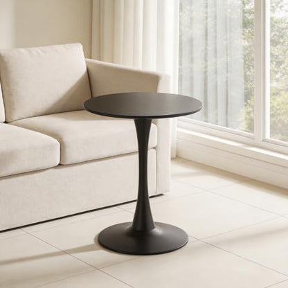 botzi 24 inches Round Dining Table, Black Tulip Kitchen Table with MDF Top | Matte Iron Pedestal Base, Smooth MDF Surface, Rounded Edges, For Kitchens Breakfast Nooks And Small Spaces - color: Black, size: 24 Inches