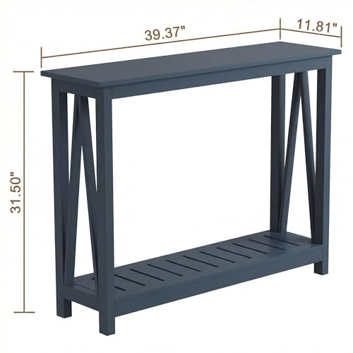 ChooChoo Farmhouse Console Table, Narrow Sofa Table for Entryway, 40 Inch | Rustic Entryway Table for Living Room, Hallway, Blue - color: Blue, size: 11.8"d X 39.4"w X 31.5"h