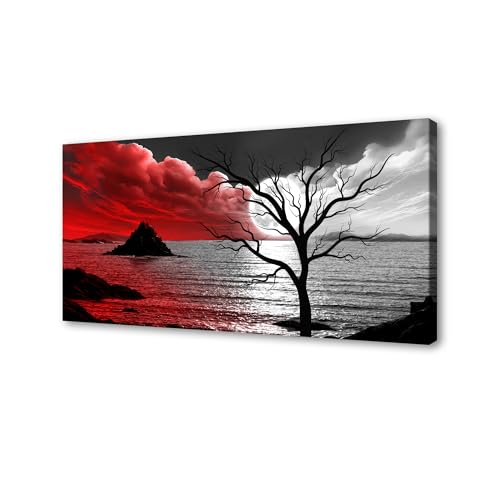 B0350 The Cloud Tree 1 Panels Modern Giclee Canvas Prints Artwork Abstract Seascape Paintings Reproduction Sea Beach Pictures Printed on Canvas Wall Art for Home Decorations Wall Decor - size: 40"L x 20"W