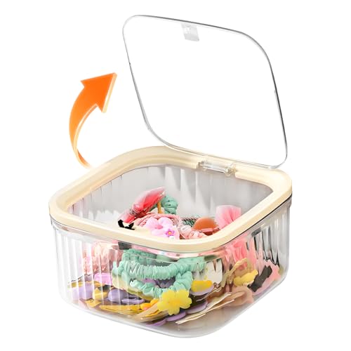 THMINS Hair Accessories Organizer for Girls, Small Plastic Storage Box | Ties, Bows&Jewelry, Stackable Dust-Proof Flip Top Container, Desktop Organizer - color: Clear, size: Small 1 Pack