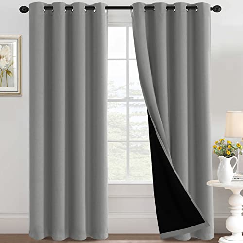 H.VERSAILTEX 100% Blackout Curtains for Bedroom Thermal Insulated Full Blackout Grommet Curtains for Living Room Energy Efficiency Window Drapes with Black Liners 1 Panel, 52x84 Inch, Dove Gray - color: Blackout Dove Gray, size: 52"W x 84"L (Pack of 1)