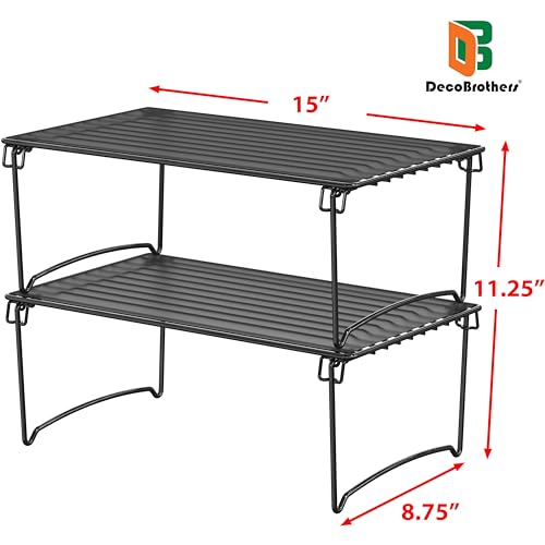 Deco Brothers Stackable Cabinet Shelf Organizer, 2 Pack, Black - color: Black