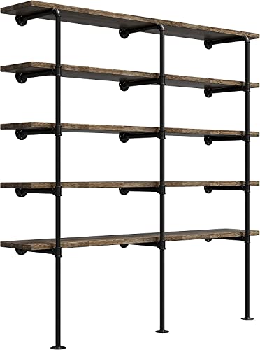Industrial Retro Wall Mount Iron Pipe Shelf,DIY Open Bookshelf,Hung Bracket,Home Improvement Kitchen Shelves,Tool Utility Shelves, Office,Ceiling Mount Shelf - size: 12“Deep 3pcs