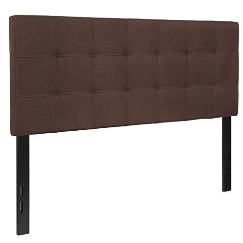 EMMA + OLIVER Dark Brown Full Quilted Tufted Headboard | Adjustable Bed Rail Slots, Fabric Upholstered - color: Dark Brown, size: Full