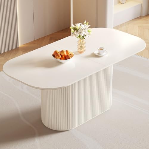 Guyii 70" White Dining Table for 6 Oval Dining Room Table 6 Seater Kichen Table Modern for Dining Room Kichen Room Breakfast Nook 39.47" Widen - size: 70”
