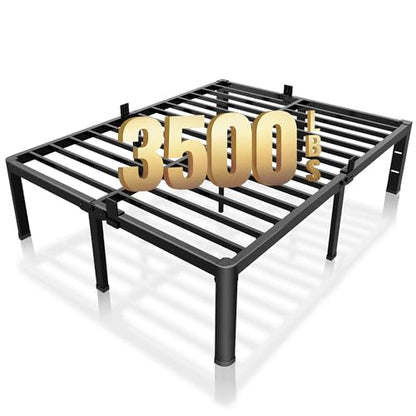 ROIL 18 Inch Queen Bed Frame with Rounded Corner & 4 Mattress Baffles | Easy Assembly, Noise Free, 3500LBS Load Capacity, No Box Spring Needed, 16.4" Storage Space, Headboard Hole, Heavy Duty Steel - size: Queen, style: 18 Inch