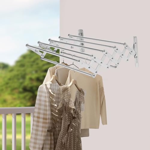 Wall Mounted Drying Rack Towel Hanger Wall Mount Drying Racks for Laundry Retractable Clothes Rack Wall-Mounted Towel Racks for Bathroom Balcony Kitchen