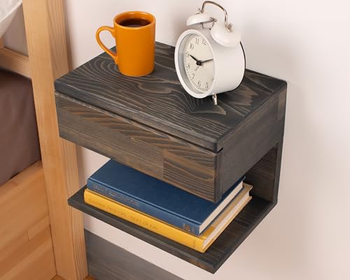 Floating Nightstand Side Accent or End Table with Storage Drawer, Wood Bedside Shelf, Handmade Floating Table (Nairobi) - color: Nairobi