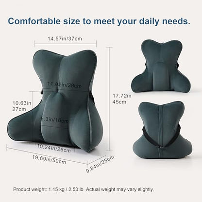 Lumbar Support Pillow(Pat. Pend) for Lower Back Pain Relief – Multi-Functional Ergonomic Lumbar Cushion, Reading Pillow for Office Chair, Car Seat & Sofa,Charcoal Gray - color: Charcoal Gray