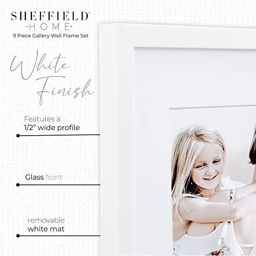 Sheffield Home 9 Piece Gallery Wall Frame Set, 12x12 Inch, White - color: White, size: 12x12 Inch