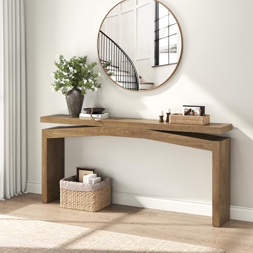 Console Tables for Entryway 63-Inch, Natural Brown | Wooden Sofa Tables Narrow Long Behind Couch Farmhouse, Modern Entryway Tables Rectangular for Entrance, Home, Living Room - color: Natural Brown