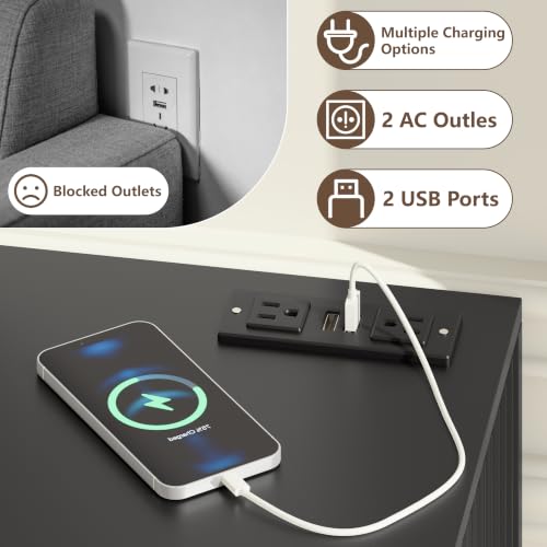 60-Inch Long Entryway Table with Built-in Power Outlet and App & Button-Controlled RGB Light, Thick Wood Farmhouse Console Table for Behind Sofa, Narrow Hallway, Living Room, Foyer, Entrance, Black - color: Black, size: 60 Inch