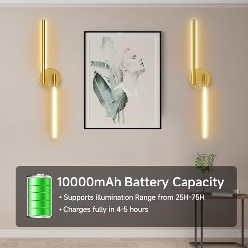 Wall Sconces with Remote,Rechargeable Battery Operated,Wireless Magnetic Wall Lights with RGB Colors&Dimmable,Wall Decor for TV/Mirror,Bedroom,Staircase Gold - size: RGB-28.5 inch (Gold - Single)
